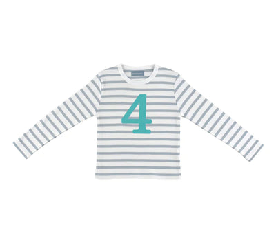 Bob & Blossom - T Shirt Long Sleeved Turquiose Number 4 4-5 years - Swanky Boutique