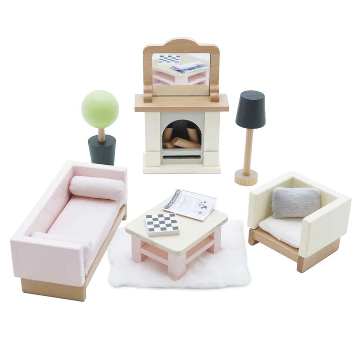 Wooden Doll House Sitting Room Furniture 19 Pieces – Swanky Boutique