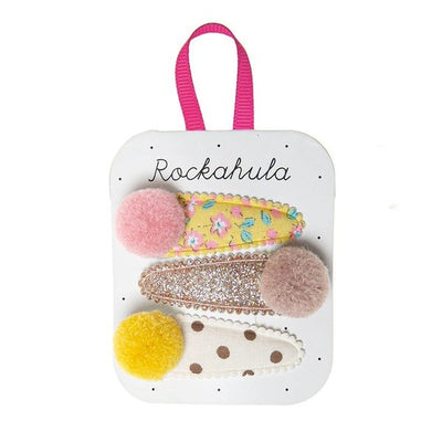 rockahula kids - Hair Accessories, Clips - Pom Pom, Blossom - swanky boutique malta