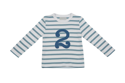 Bob & Blossom - T Shirt Long Sleeved Blue Number 2 2-3 years - Swanky Boutique