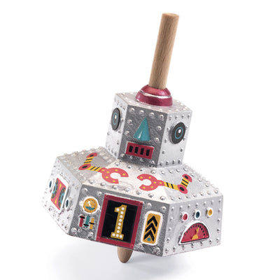 djeco - spinning top robot silver - swanky boutique malta