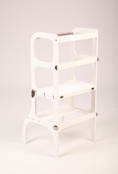 Ette Tete - Learning Tower 2 in 1 Step'N' Sit White Silver - Swanky Boutique