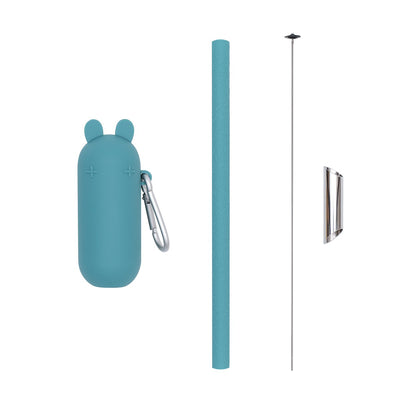 We Might Be Tiny - Straw Extra Wide + Travel Keepie Silicone Bunny Blue Dusk - Swanky Boutique