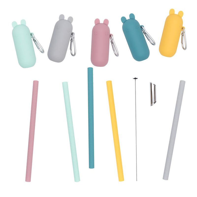 We Might Be Tiny - Straw Extra Wide + Travel Keepie Silicone Bunny Blue Dusk - Swanky Boutique