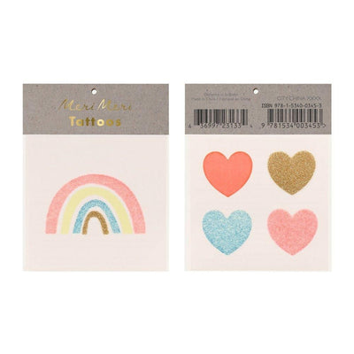 meri meri - tattoos 2 sheets rainbow & hearts - swanky boutique malta