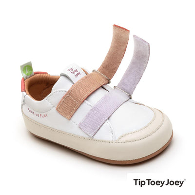 tip toey joey - Sneakers, Toddler First Steps (Leather) - White/ Lavender/ Coral - swanky boutique malta