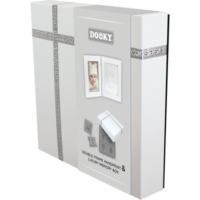 dooky - gift set handprint double frame & memory box white - swanky boutique malta