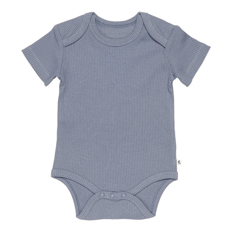 Little Dutch - Bodysuit Short Sleeves Organic Cotton Ribbed Blue - Swanky Boutique