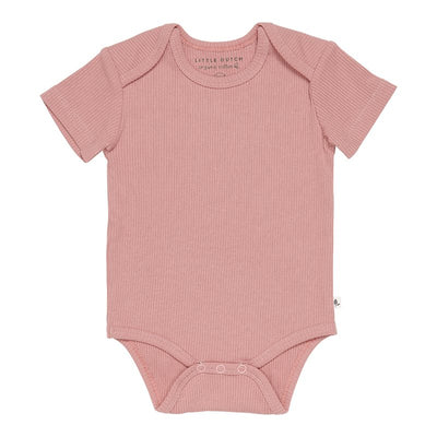 Little Dutch - Bodysuit Short Sleeves Organic Cotton Ribbed Vintage Pink - Swanky Boutique