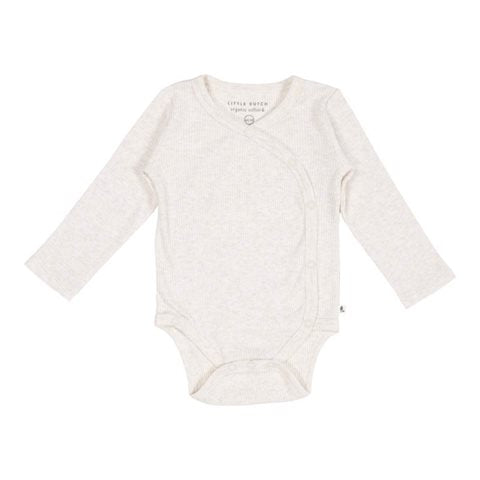 Little Dutch - Bodysuit Wrap Long Sleeves Ribbed Organic Cotton Sand - Swanky Boutique