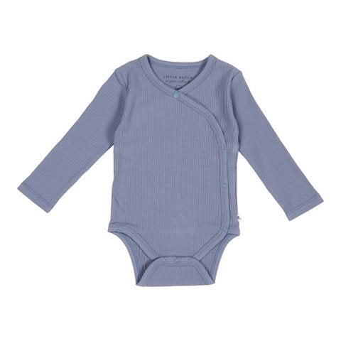 Little Dutch - Bodysuit Wrap Long Sleeves Ribbed Organic Cotton Blue - Swanky Boutique