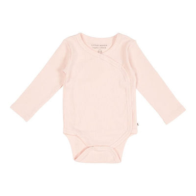 Little Dutch - Bodysuit Wrap Long Sleeves Ribbed Organic Cotton Light Pink - Swanky Boutique