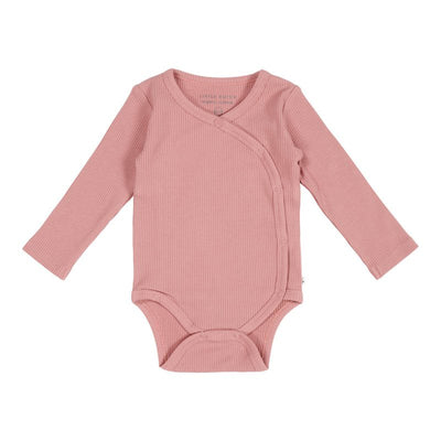 Little Dutch - Bodysuit Wrap Long Sleeves Ribbed Organic Cotton Vintage Pink - Swanky Boutique