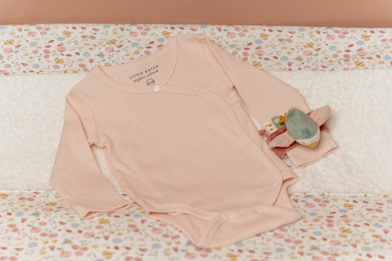 Little Dutch - Bodysuit Wrap Long Sleeves Ribbed Organic Cotton Light Pink - Swanky Boutique
