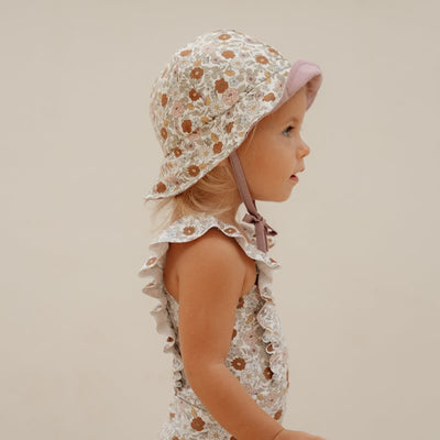 Little Dutch - Sun Hat Reversible Vintage Little Flowers Mauve - Swanky Boutique