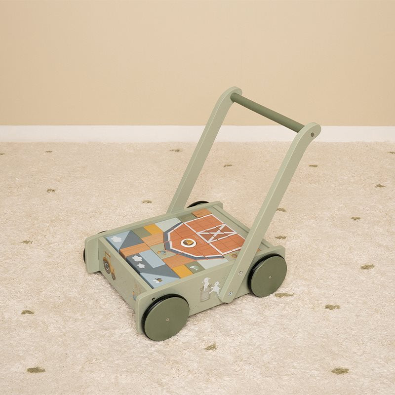 Swanky Boutique Baby Walker with Wooden Blocks - Little Farm Little Dutch