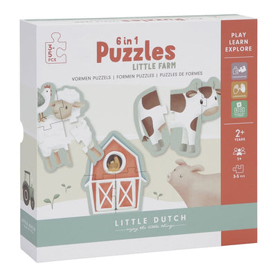Little Dutch - Game, 6-in-1 Puzzle- Little Farm - Swanky Boutique