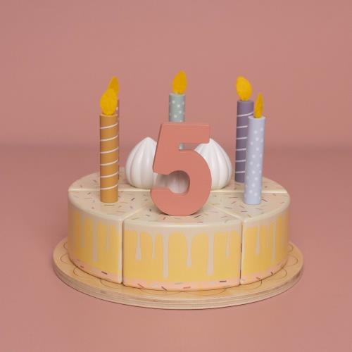 Little Dutch - Wooden birthday cake Pink- 26-pcs - Swanky Boutique