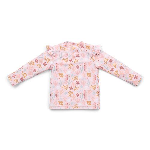 Little Dutch - Swim T-Shirt, Long Sleeves Ruffles - Pink Ocean Dreams- Swanky Boutique