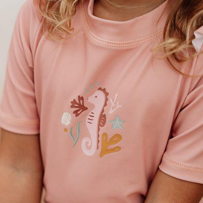 Little Dutch - Swim T-shirt short sleeves ruffles Seahorse Pink- Swanky Boutique