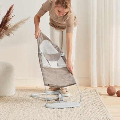 BabyBjorn Bouncer Balance Soft Mesh Grey Beige White - Swanky Boutique Malta