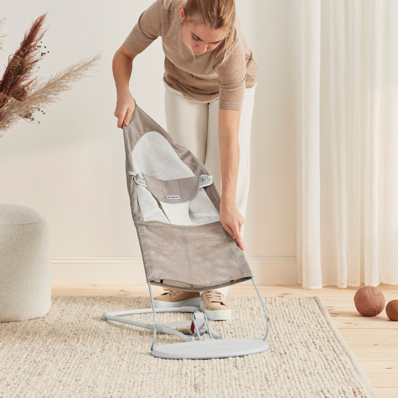 BabyBjorn Bouncer Balance Soft Mesh Grey Beige White - Swanky Boutique Malta