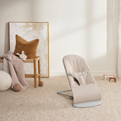 BabyBjorn Bouncer Bliss Woven Light beige melange - Swanky Boutique Malta