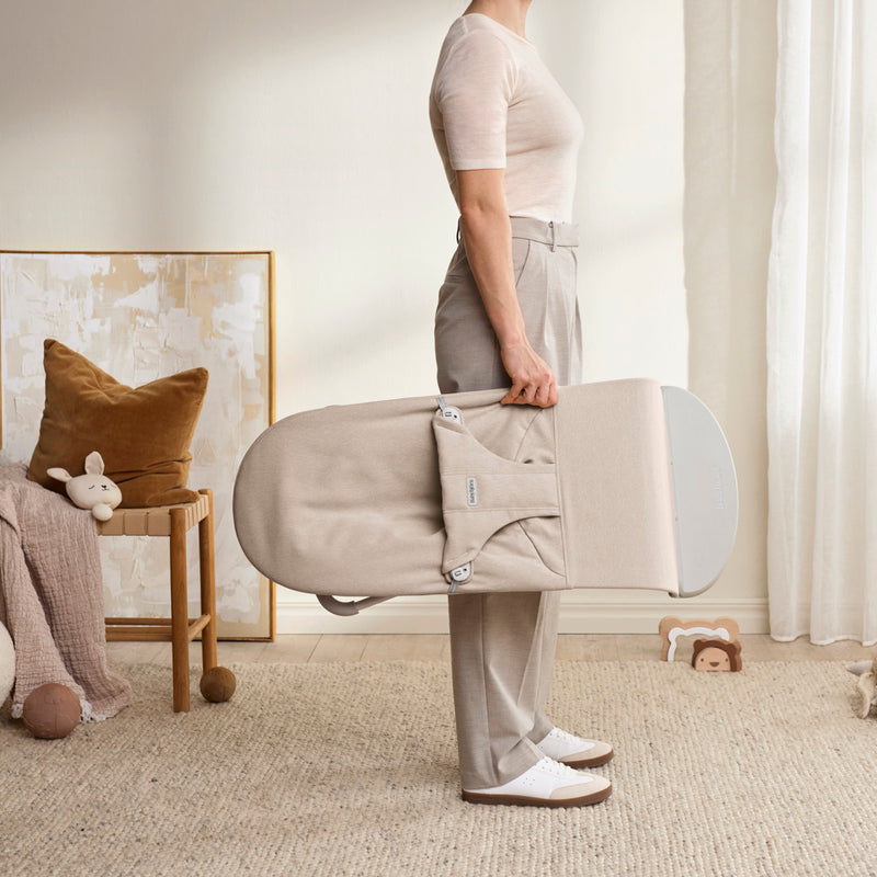 BabyBjorn Bouncer Bliss Woven Light beige melange - Swanky Boutique Malta
