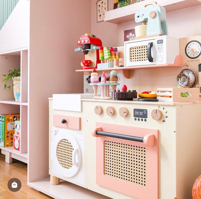 Rattan Family Size Wooden Play Kitchen