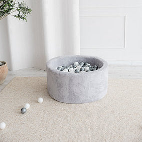 Ball Pit Incl 200 Balls, Teddy - Grey (90 X 40cm)