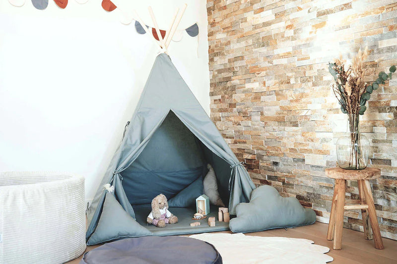 Teepee Tent Incl Floor Mat & 2 Cushions - Aqua