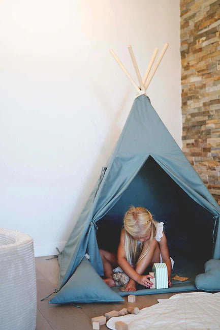 Teepee Tent Incl Floor Mat & 2 Cushions - Aqua