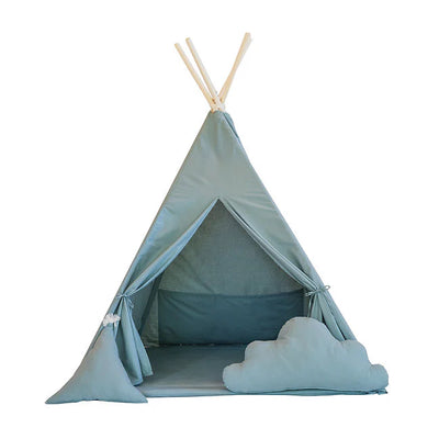 Teepee Tent Incl Floor Mat & 2 Cushions - Aqua