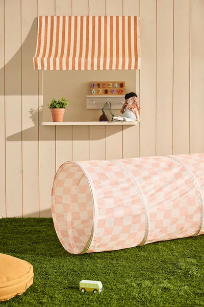 Kid's Concept - Play Tunnel - Check Apricot- Swanky Boutique