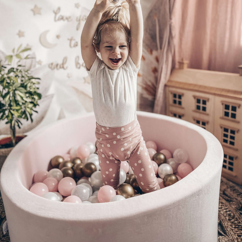 Ball Pit Incl 200 Balls - Velvet Light Pink (90x40cm)