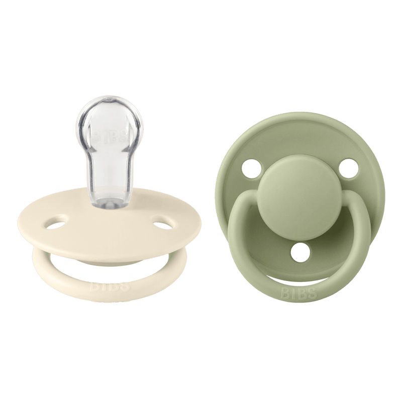 BIBS Pacifiers 2-pack, Silicone (One Size: 0-3 Years) - De Lux Ivory/ Sage Swanky Boutique