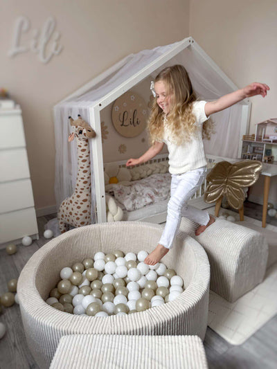 Ball Pit Incl 200 Balls - Corduroy Beige (90x40cm)