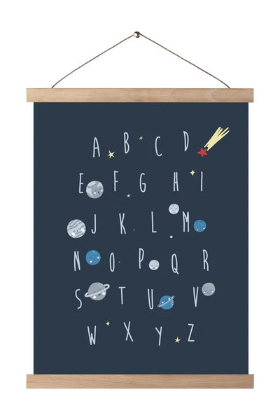 Wigiwama - Poster Incl Hanger Cosmic Alphabet Dark Blue - Swanky Boutique