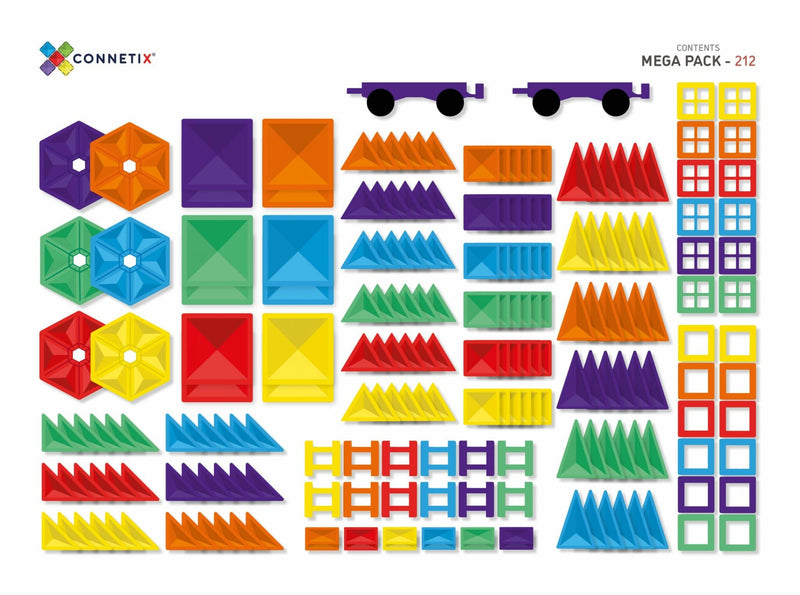 Connetix - Magnetic Tiles Rainbow Mega Pack (212 Pieces) - Swanky Boutique