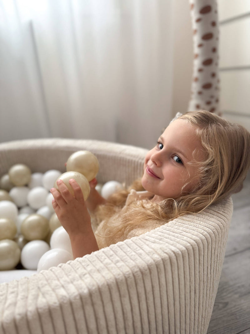 Ball Pit Incl 200 Balls - Corduroy Beige (90x40cm)