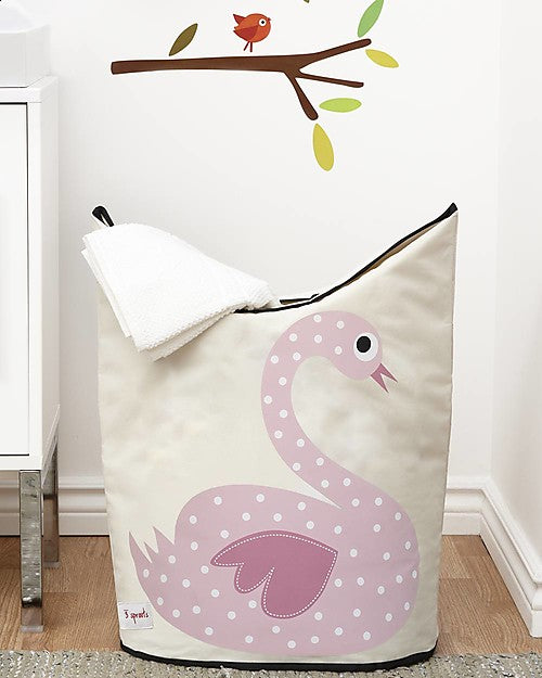 3 Sprouts - Storage Basket Laundry Swan - Swanky Boutique