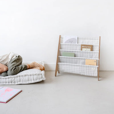 3 Sprouts blue gingham recycled fabric book rack - Swanky Boutique