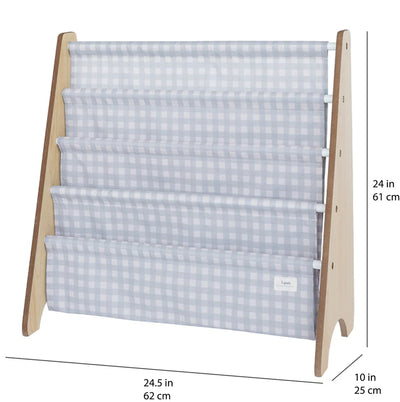 3 Sprouts blue gingham recycled fabric book rack - Swanky Boutique