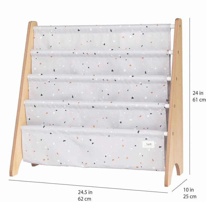 3 Sprouts terrazzo light grey recycled fabric book rack - Swanky Boutique