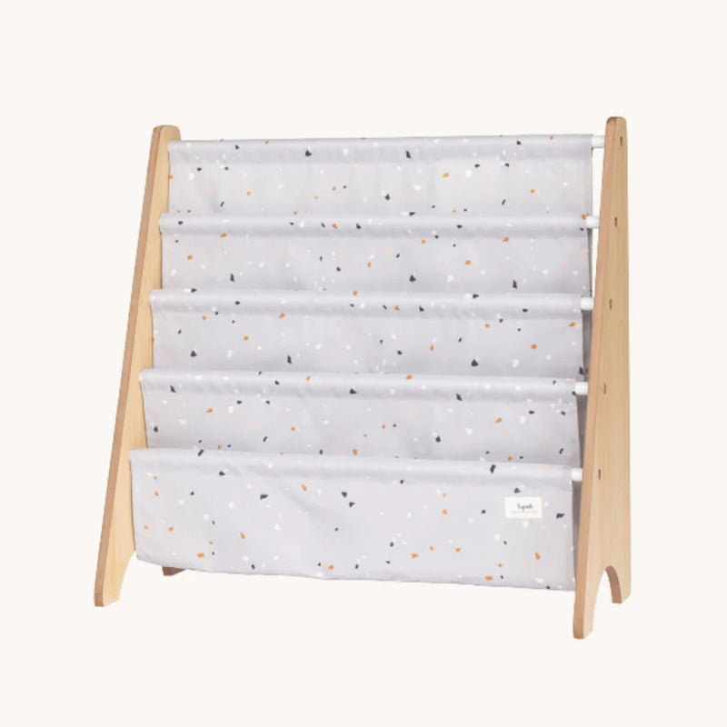 3 Sprouts terrazzo light grey recycled fabric book rack - Swanky Boutique