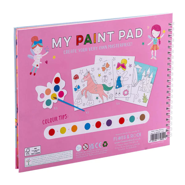 Painting Pad Incl 8 Paint Palettes + Paint Brush - Rainbow Fairy