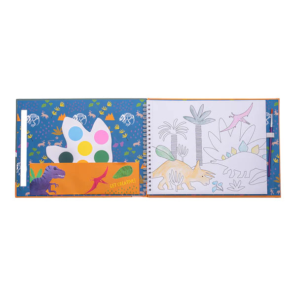 Floss & Rock - Painting Pad Incl 8 Paint Palettes + Paint Brush Dino - Swanky Boutique