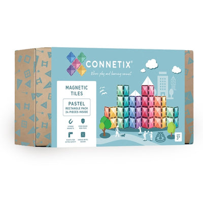 Connetix - Magnetic Tiles Pastel Rainbow Rectangle Pack 24 Pieces - Swanky Boutique