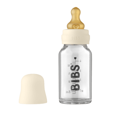 BIBS Baby bottle (110ml), Glass with Natural Rubber Latex Nipple (Complete Set) - Ivory Swanky Boutique 