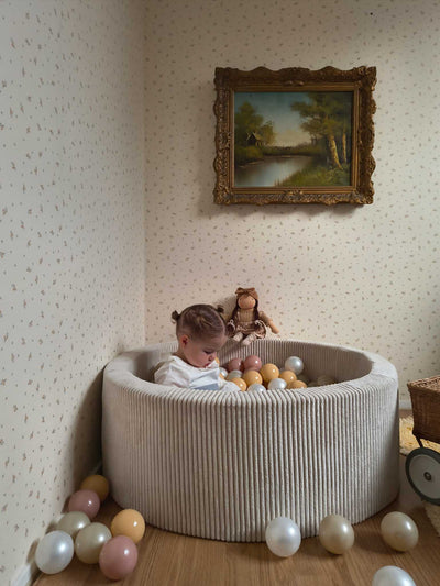Ball Pit Incl 200 Balls - Corduroy Beige (90x40cm)